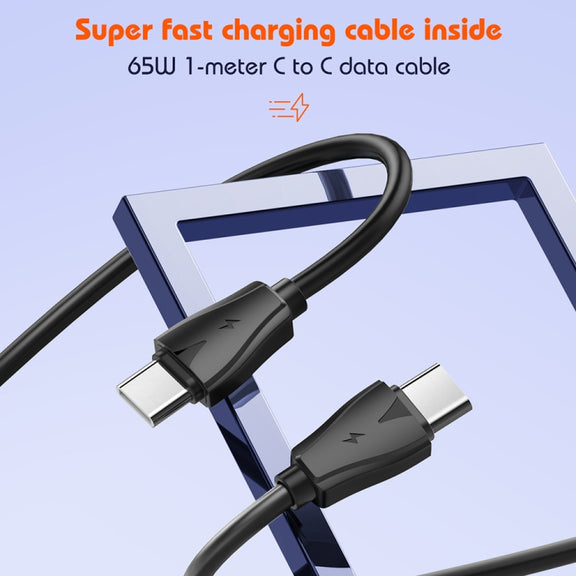 LDNIO Q366 65W USB + Dual Type-C Port Charger with 1m USB-C / Type-C to USB-C / Type-C Data Cable, Plug Type:UK Plug(Black)