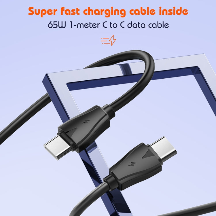 LDNIO Q366 65W USB + Dual Type-C Port Charger with 1m USB-C / Type-C to USB-C / Type-C Data Cable, Plug Type:UK Plug(Black)