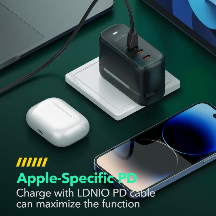 LDNIO Q367 65W GaN 3 x USB-C / Type-C Interface Charger with 1m USB-C / Type-C to USB-C / Type-C Data Cable, Plug Type:US Plug(Black) - free shipping - PMC Jewellery - Order now!