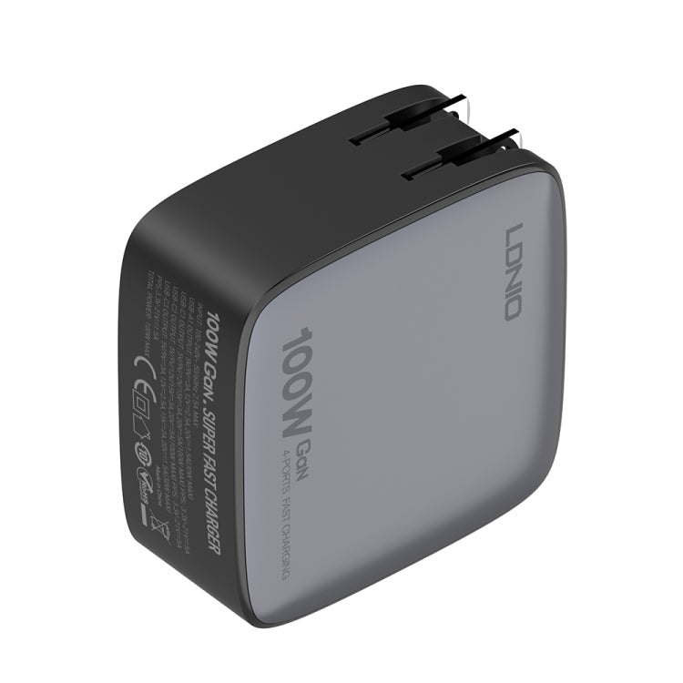 LDNIO Q408 100W GaN USB+3 USB-C / Type-C Interface Charger with 1m 100W USB-C / Type-C to USB-C / Type-C Data Cable, Plug Type:US Plug(Black) - free shipping - PMC Jewellery - Order now!