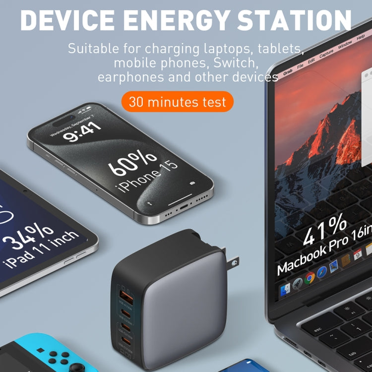 LDNIO Q408 100W GaN USB+3 USB-C / Type-C Interface Charger with 1m 100W USB-C / Type-C to USB-C / Type-C Data Cable, Plug Type:US Plug(Black) - free shipping - PMC Jewellery - Order now!