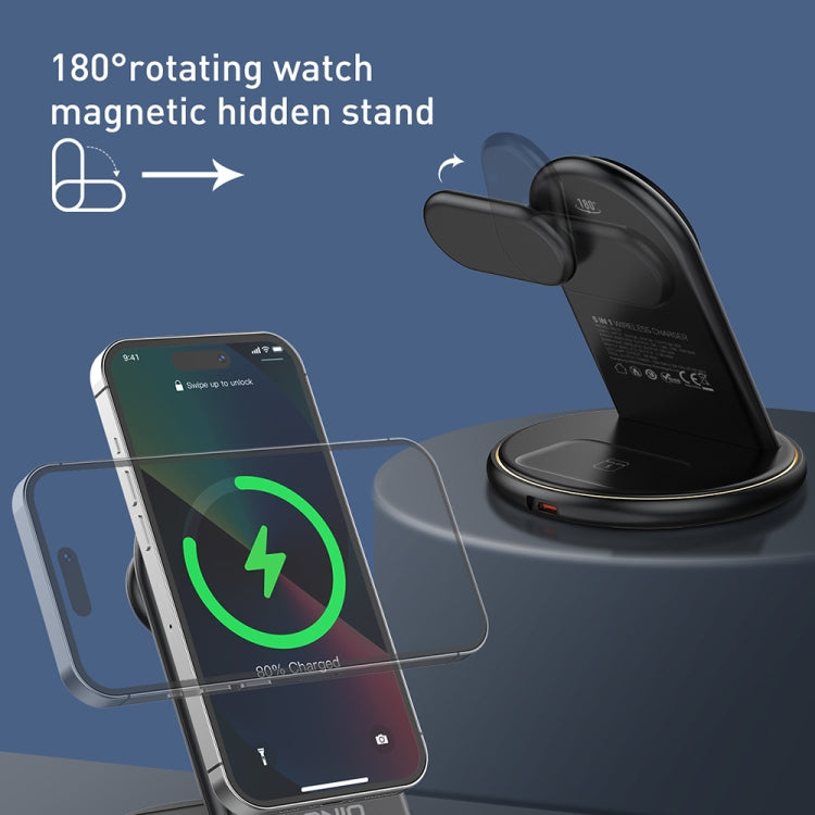 LDNIO WL02 25.5W 5 in 1 MagSafe Wireless Charger with 30cm Type-C Cable(Black) - free shipping - PMC Jewellery - Order now!