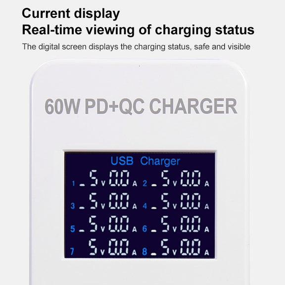 A8B 50W 8 Ports USB Smart Charging Station with Digital Display, Plug:AU Plug