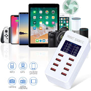 A8B 50W 8 Ports USB Smart Charging Station with Digital Display, Plug:UK Plug