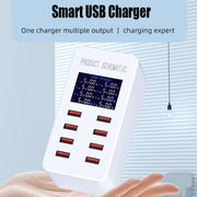 A8B 50W 8 Ports USB Smart Charging Station with Digital Display, Plug:US Plug