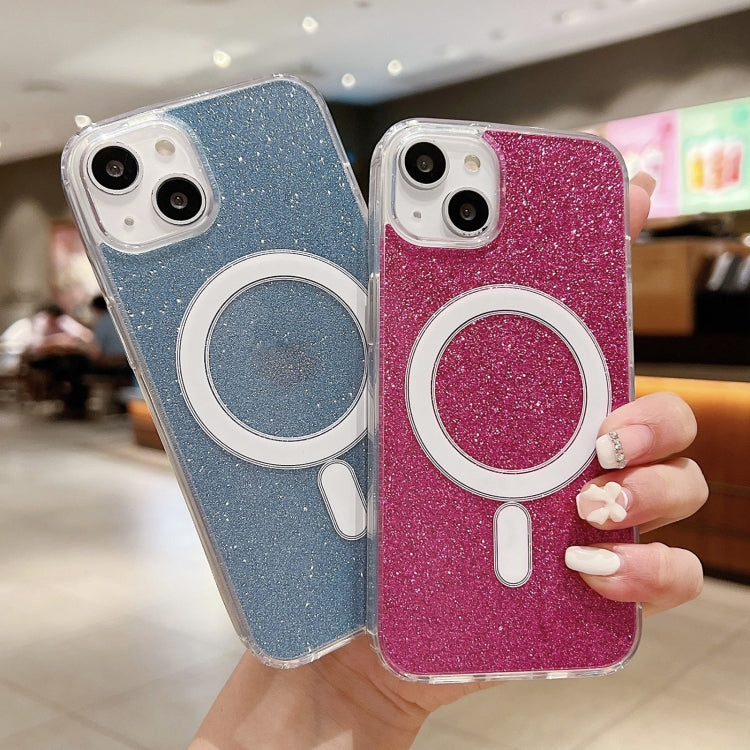 For iPhone 16 Plus Acrylic Transparent Glitter MagSafe Phone Case(Gold)