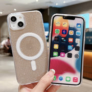 For iPhone 16 Pro Max Acrylic Transparent Glitter MagSafe Phone Case(Silver)