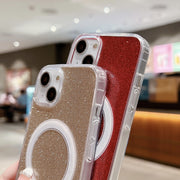 For iPhone 16 Pro Max Acrylic Transparent Glitter MagSafe Phone Case(Silver)