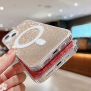 For iPhone 16 Pro Max Acrylic Transparent Glitter MagSafe Phone Case(Silver)