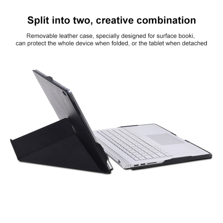For Microsoft Surface Book 13.5 inch i5 Deformation All-inclusive Leather Laptop Case(Black)