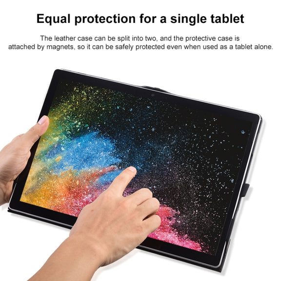 For Microsoft Surface Book 13.5 inch i5 Deformation All-inclusive Leather Laptop Case(Black)