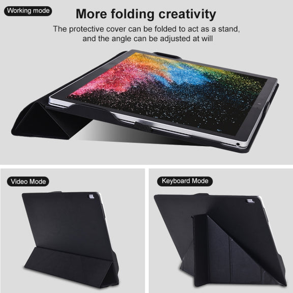 For Microsoft Surface Book 13.5 inch i5 Deformation All-inclusive Leather Laptop Case(Black)
