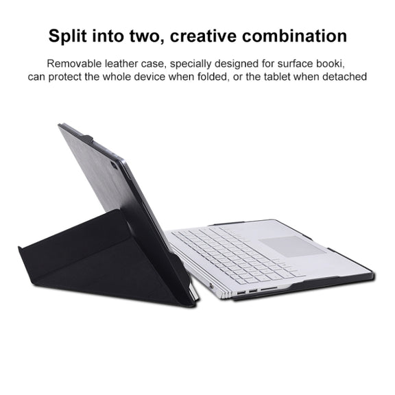 For Microsoft Surface Book 13.5 inch i7 Deformation All-inclusive Leather Laptop Case(Black)