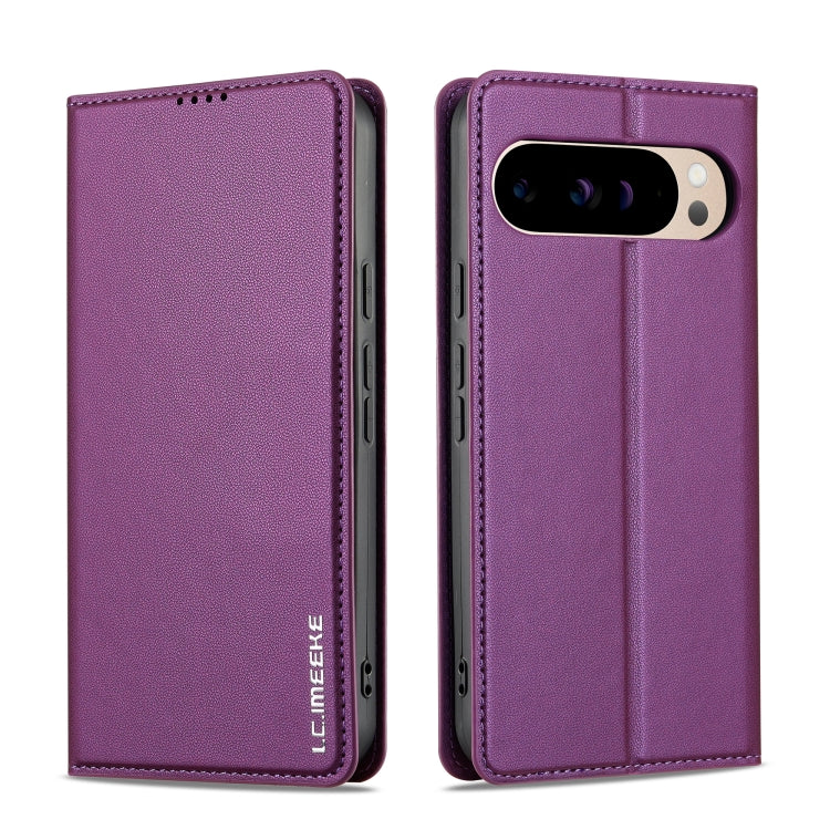 For Google Pixel 9 Pro XL LC.IMEEKE L1 Series Frosted Fine Texture PU Phone Case(Purple)