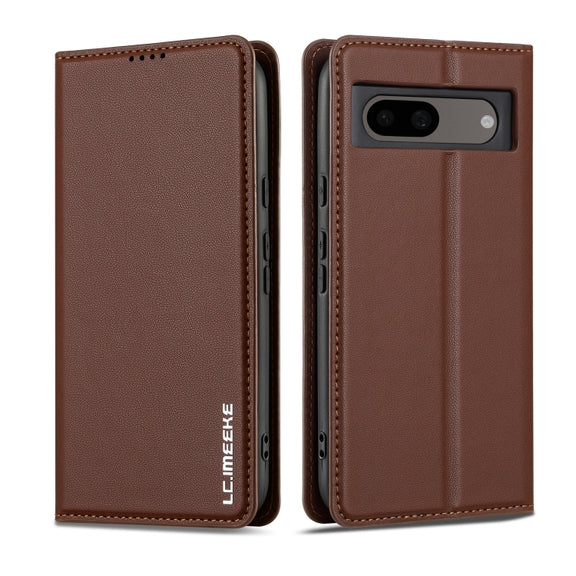 For Google Pixel 8 LC.IMEEKE L1 Series Frosted Fine Texture PU Phone Case(Brown)