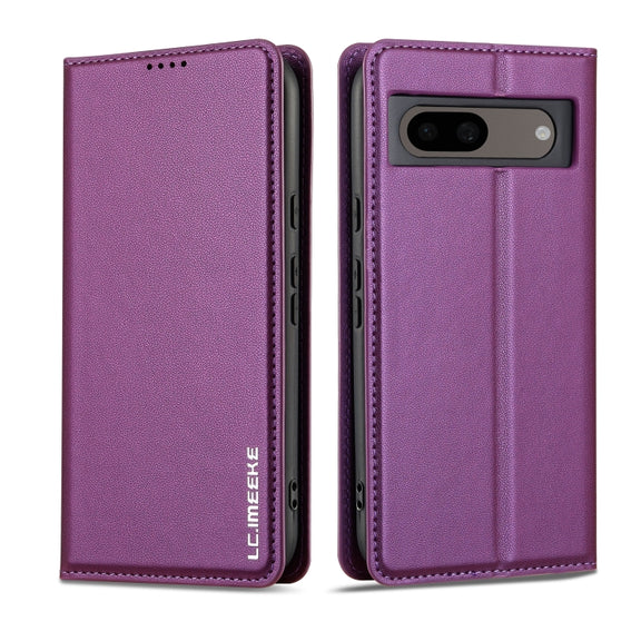 For Google Pixel 8 LC.IMEEKE L1 Series Frosted Fine Texture PU Phone Case(Purple)