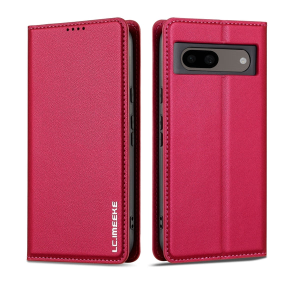 For Google Pixel 8 LC.IMEEKE L1 Series Frosted Fine Texture PU Phone Case(Red)