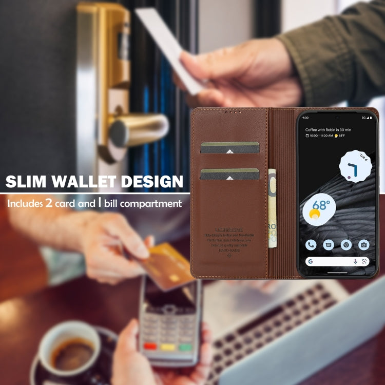 For Google Pixel 7 5G LC.IMEEKE L1 Series Frosted Fine Texture PU Phone Case(Brown)