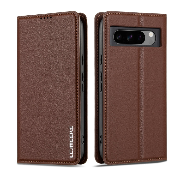 For Google Pixel 8 Pro LC.IMEEKE L1 Series Frosted Fine Texture PU Phone Case(Brown)
