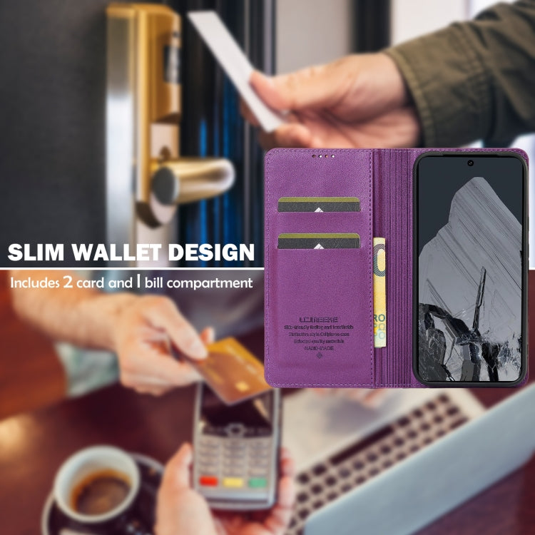 For Google Pixel 8 Pro LC.IMEEKE L1 Series Frosted Fine Texture PU Phone Case(Purple)