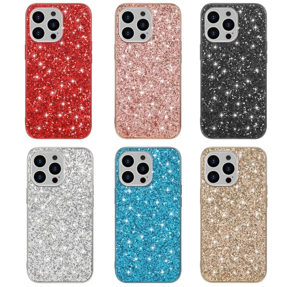 For iPhone 16 Pro Max Glitter Powder Shockproof TPU Phone Case(Silver)