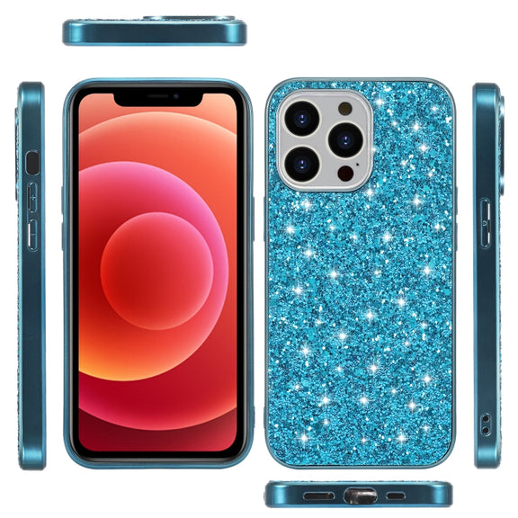 For iPhone 16 Pro Max Glitter Powder Shockproof TPU Phone Case(Silver)