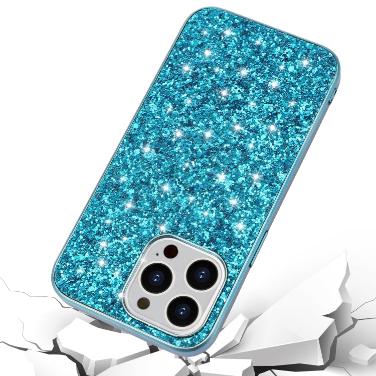For iPhone 16 Pro Max Glitter Powder Shockproof TPU Phone Case(Silver)