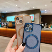 For iPhone 16 Electroplating Pure Color Glitter Powder MagSafe Phone Case(Dark Green)