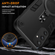 For Samsung Galaxy S25 5G Metal Ring 360 Degree Rotating Holder PC Hybrid TPU Phone Case(Black)