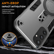 For Samsung Galaxy S25 5G Metal Ring 360 Degree Rotating Holder PC Hybrid TPU Phone Case(Silver Grey)