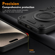 For Samsung Galaxy S25+ 5G Metal Ring 360 Degree Rotating Holder PC Hybrid TPU Phone Case(Black)