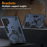 For Samsung Galaxy S25 Ultra 5G Metal Ring 360 Degree Rotating Holder PC Hybrid TPU Phone Case(Navy Blue)