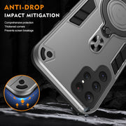 For Samsung Galaxy S25 Ultra 5G Metal Ring 360 Degree Rotating Holder PC Hybrid TPU Phone Case(Silver Grey)