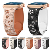 For Apple Watch SE 2023 44mm Bauhinia Two-color Embossed Silicone Watch Band(White Black)