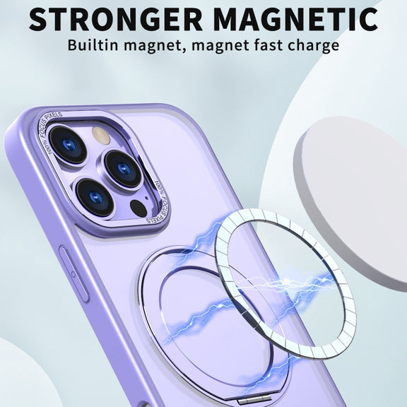 For iPhone 16 Pro Max Wing Series MagSafe Magnetic Ring Holder Phone Case(Light Purple)