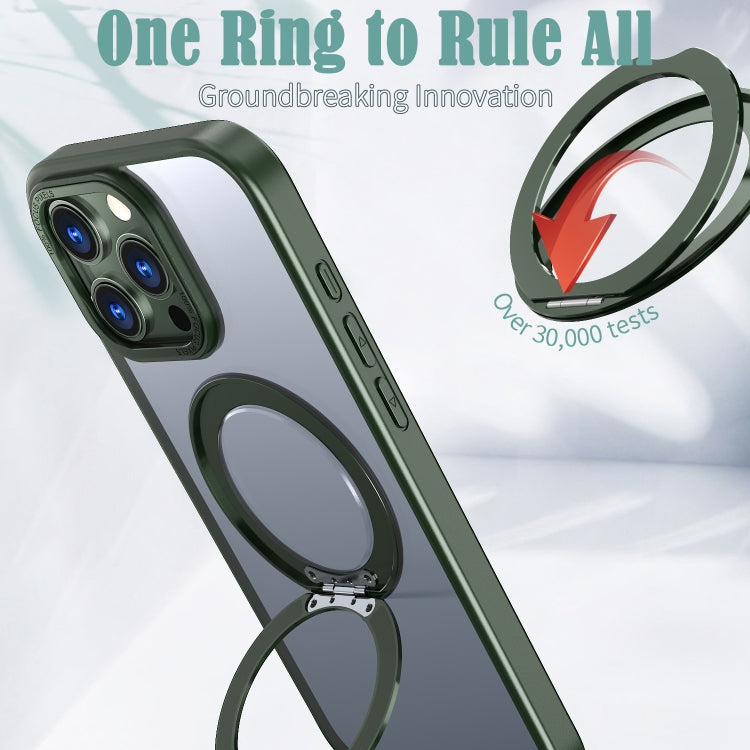 For iPhone 16 Pro Max Wing Series MagSafe Magnetic Ring Holder Phone Case(Green)
