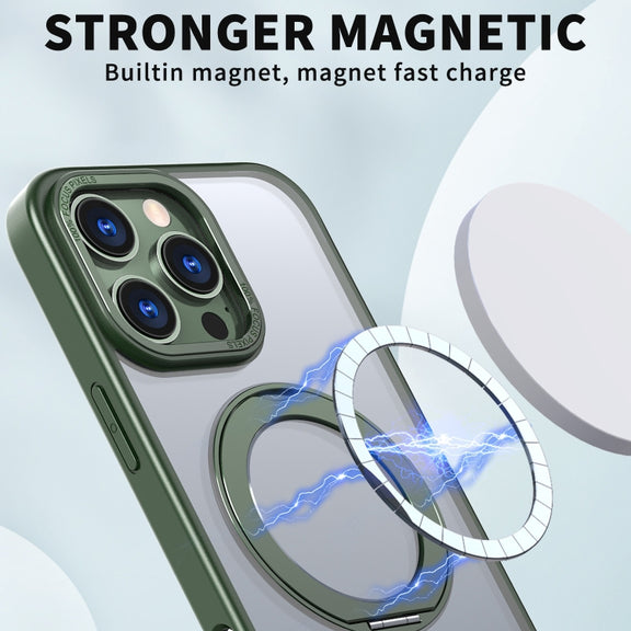 For iPhone 16 Pro Wing Series MagSafe Magnetic Ring Holder Phone Case(Green)