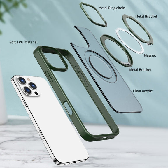 For iPhone 16 Pro Wing Series MagSafe Magnetic Ring Holder Phone Case(Green)