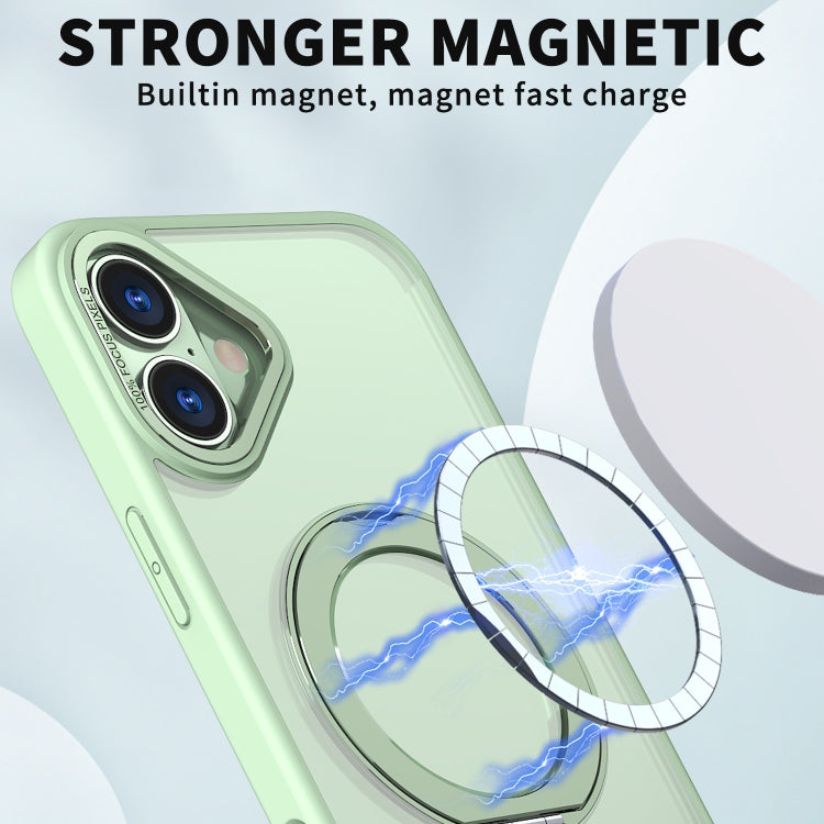 For iPhone 16 Plus Wing Series MagSafe Magnetic Ring Holder Phone Case(Avocado Green)