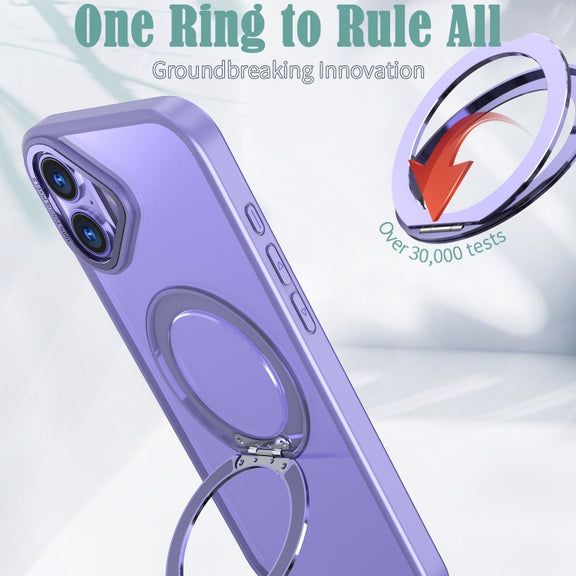 For iPhone 16 Wing Series MagSafe Magnetic Ring Holder Phone Case(Light Purple)