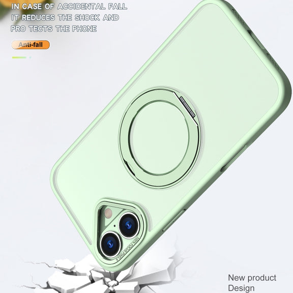 For iPhone 16 Wing Series MagSafe Magnetic Ring Holder Phone Case(Avocado Green)