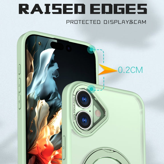 For iPhone 16 Wing Series MagSafe Magnetic Ring Holder Phone Case(Avocado Green)