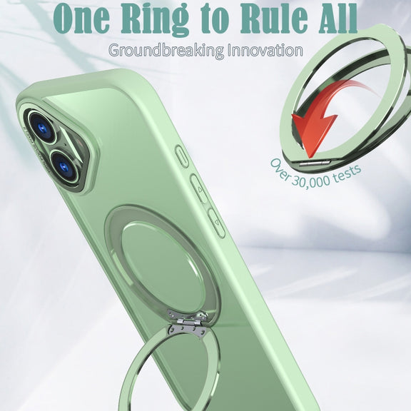 For iPhone 16 Wing Series MagSafe Magnetic Ring Holder Phone Case(Avocado Green)