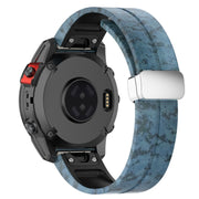 For Garmin Fenix 7X Magnetic Folding Silver Buckle Color Printed Silicone Watch Band(Mosaic)