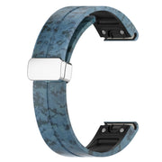 For Garmin Fenix 7X Magnetic Folding Silver Buckle Color Printed Silicone Watch Band(Mosaic)