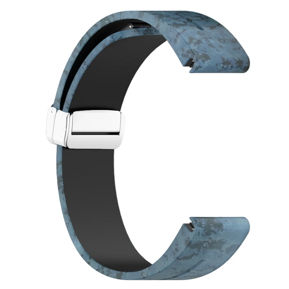 For Garmin Fenix 7X Magnetic Folding Silver Buckle Color Printed Silicone Watch Band(Mosaic)