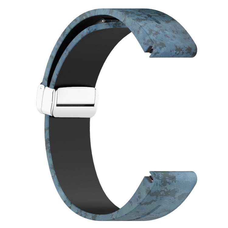 For Garmin Fenix 7X Magnetic Folding Silver Buckle Color Printed Silicone Watch Band(Mosaic)