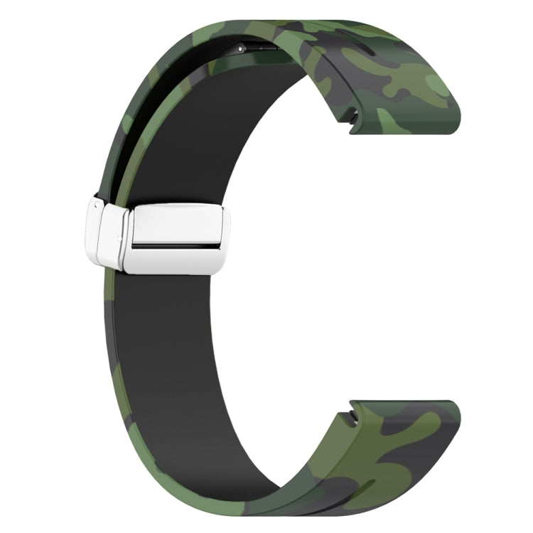 For Garmin Fenix 7X Magnetic Folding Silver Buckle Color Printed Silicone Watch Band(Camouflage Green) - free shipping - PMC TechLife - Order now!