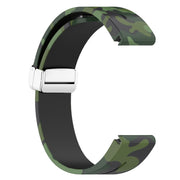 For Garmin Fenix 7X Magnetic Folding Silver Buckle Color Printed Silicone Watch Band(Camouflage Green)