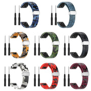 For Garmin Fenix 7X Magnetic Folding Silver Buckle Color Printed Silicone Watch Band(Mosaic)